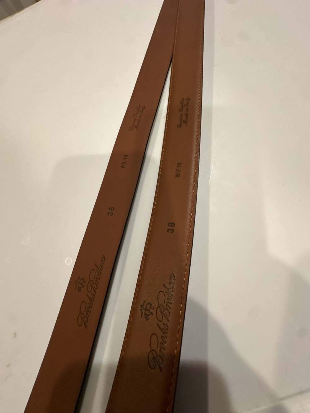 Brooks Brothers Genuine Leather Belts, Set of 2 (Black and Brown), Size 38